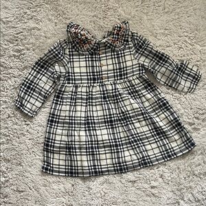 Chic Checkered Kids Dress with Ruffled Collar